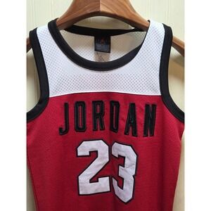 Jordan Jersey Boys Small Red White 23 Michael Jordan Basketball Mesh Tank Top